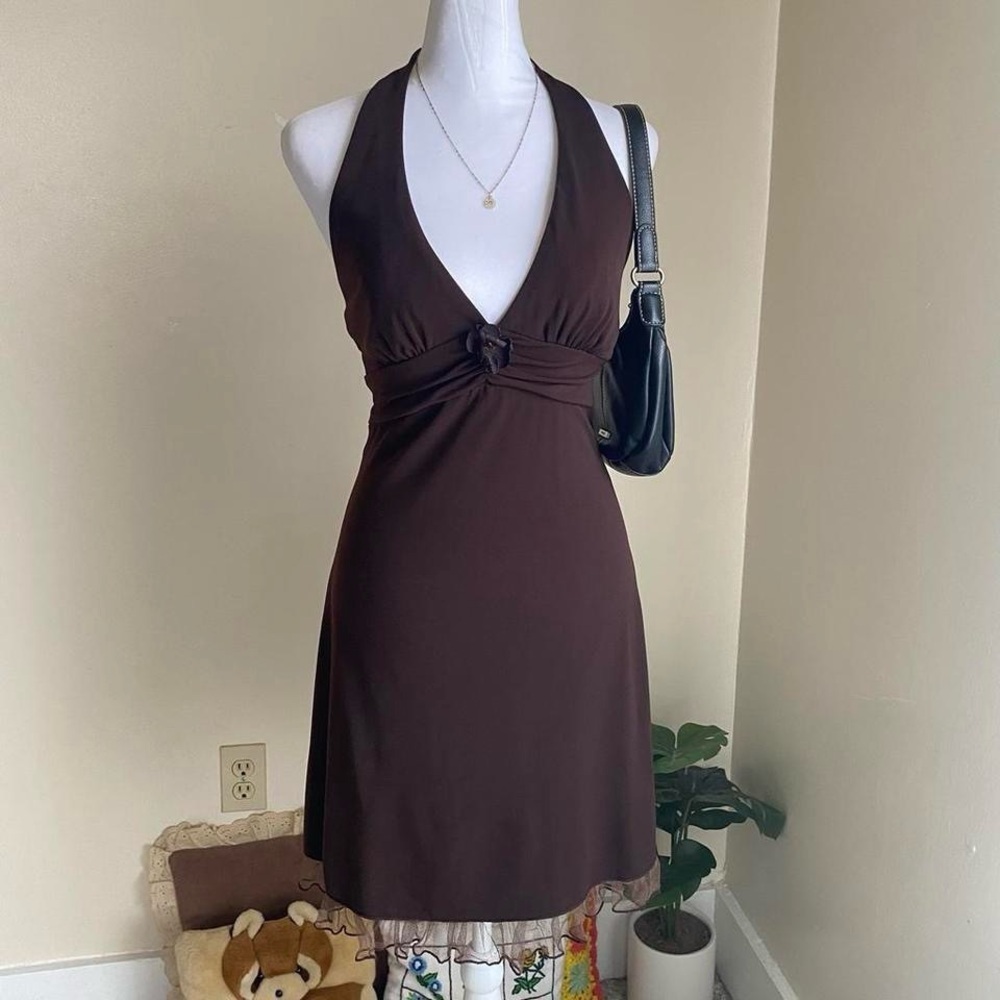 SOLD SOLD SOLDVintage brown halter midi dressSOLD SOLD SOLD - Picture 6 of 8